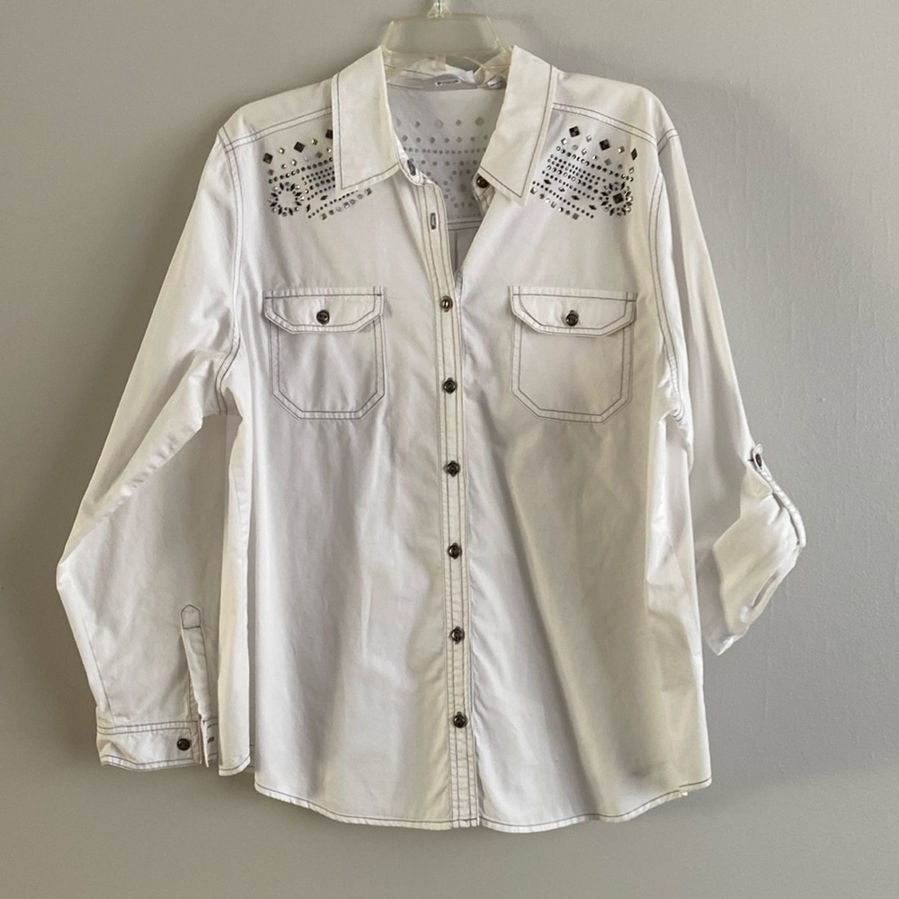 Never worn white embellished shirt size 18/20